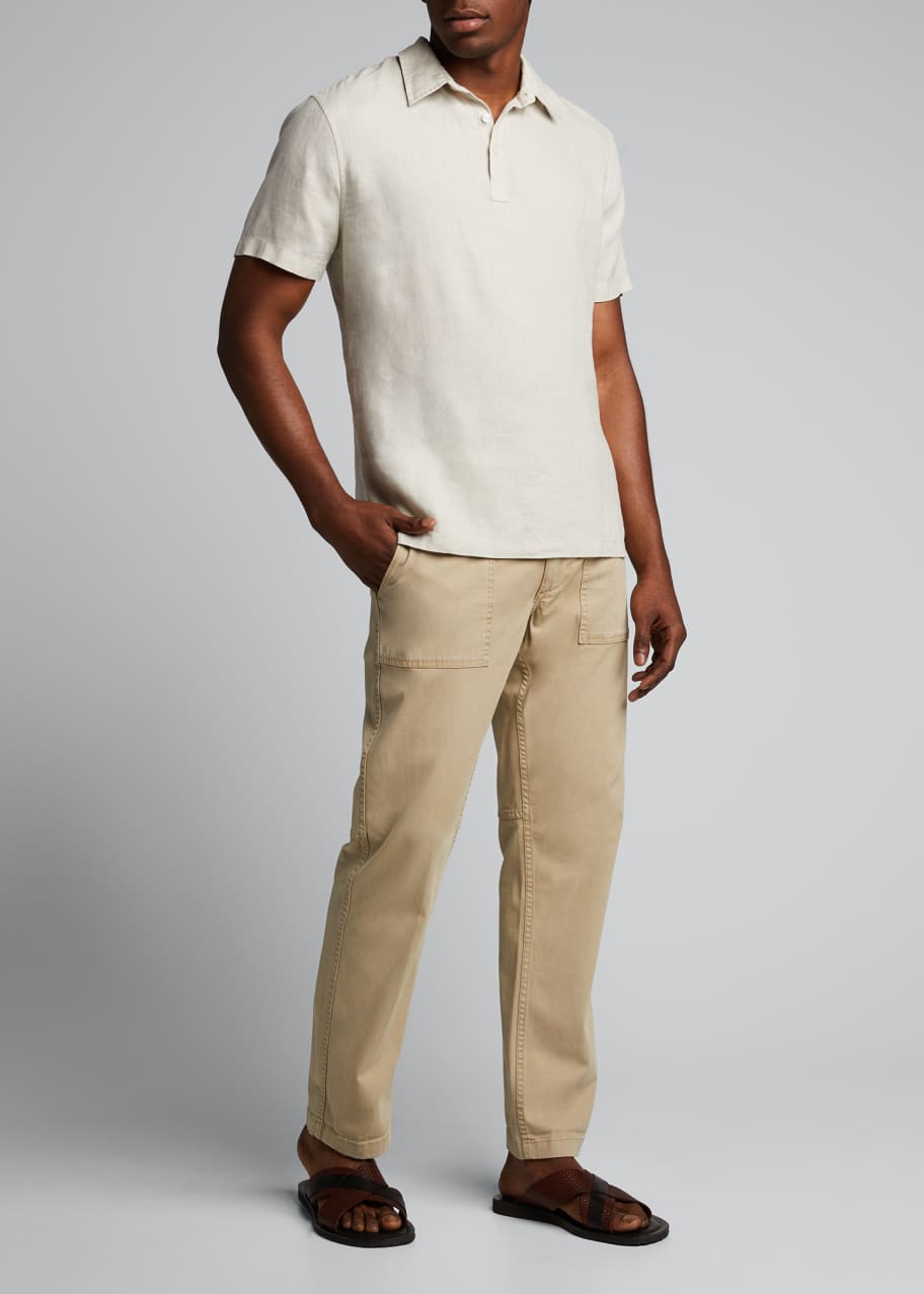 Vince Men's Linen Polo Shirt Bergdorf Goodman