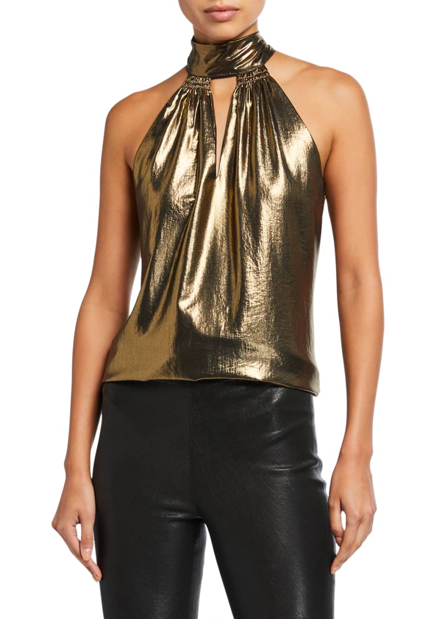 shiny halter top