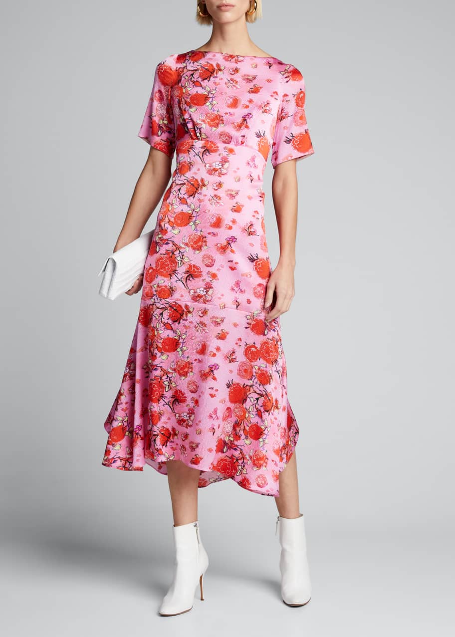 Floral Drop Waist Midi Dress