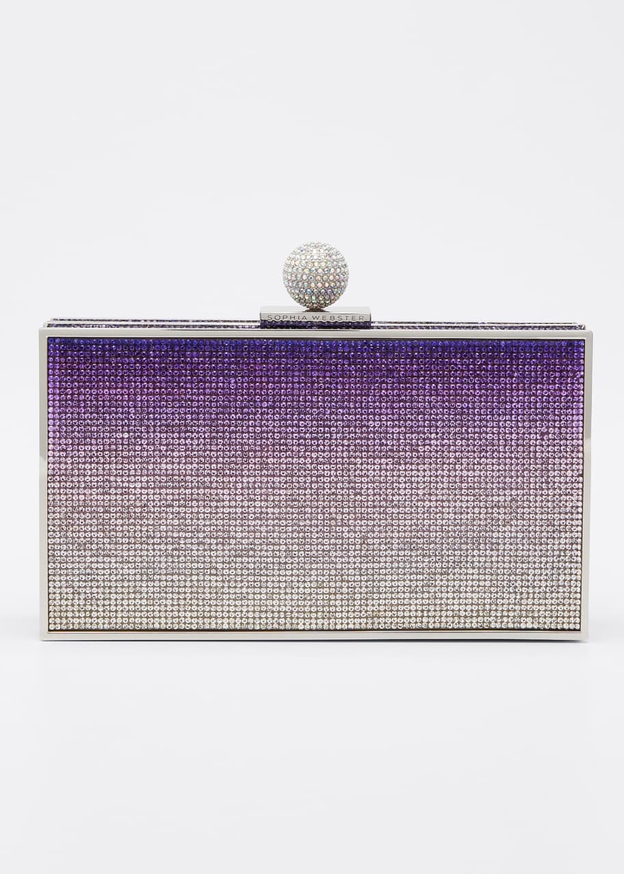 Sophia Webster Clara Crystal Box Clutch Bag Purple Pattern