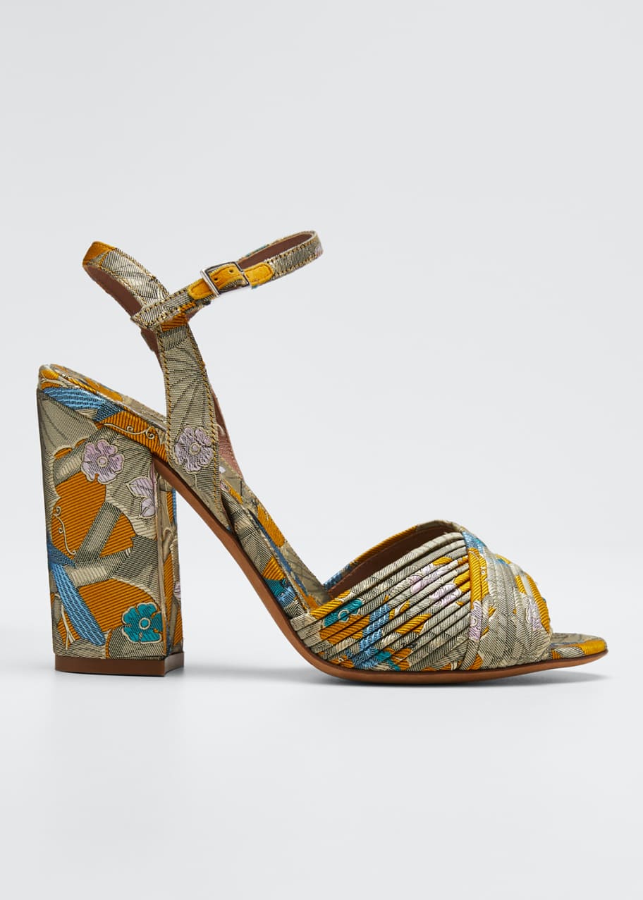 Image 1 of 1: Kali Floral Block-Heel Sandals