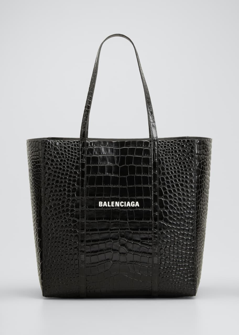 Balenciaga Everyday Small Shiny Embossed Croc Tote Bag - Bergdorf Goodman