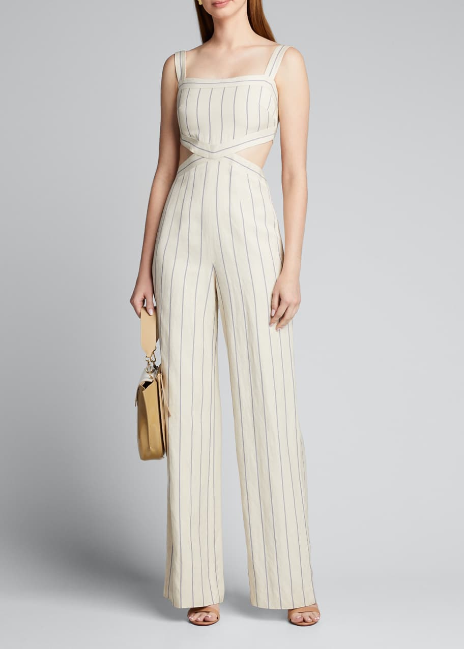 striped cutout jumpsuit