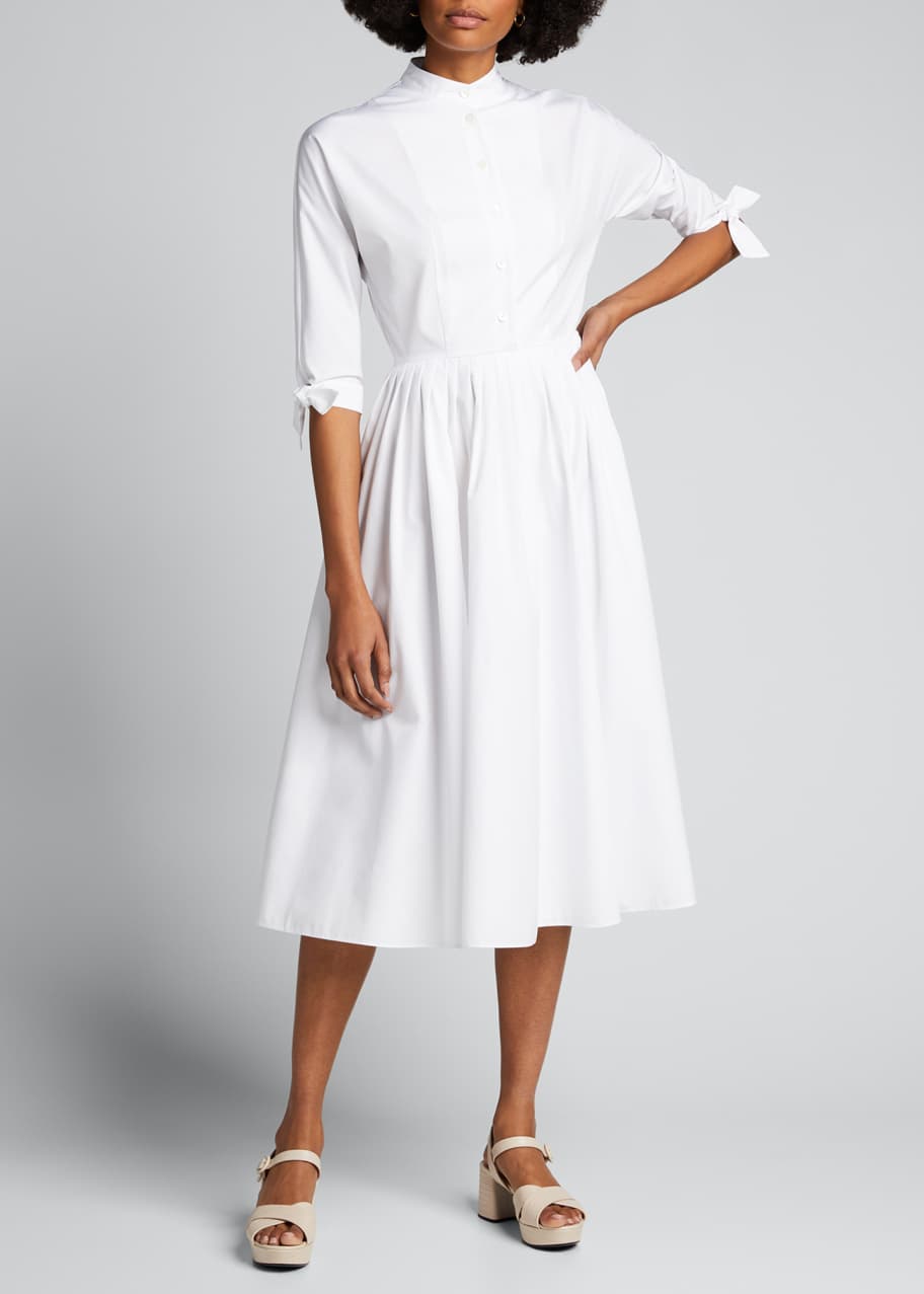 Prada 3/4-Sleeve Poplin Shirtdress - Bergdorf Goodman