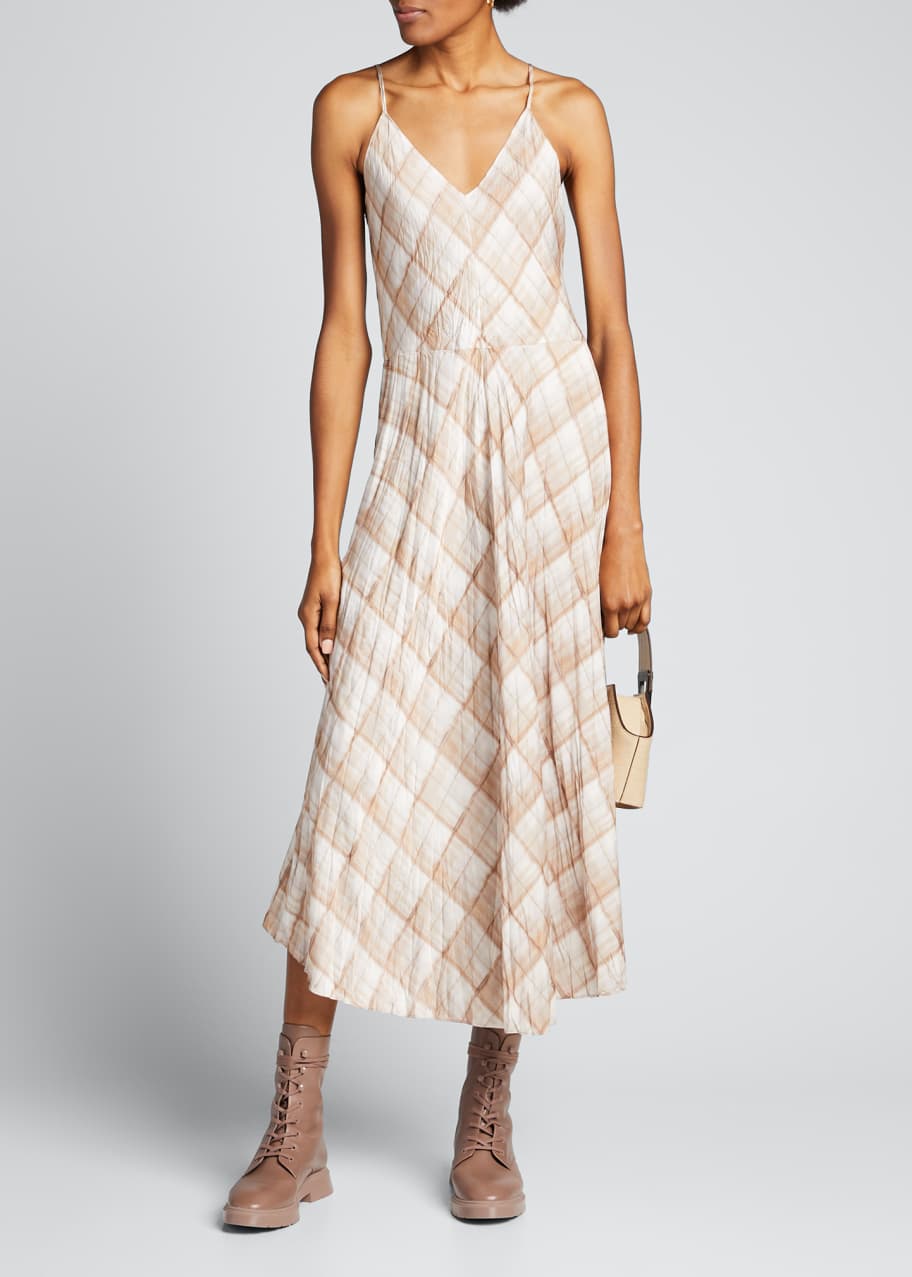 Vince hazy plaid cami dress Clearance