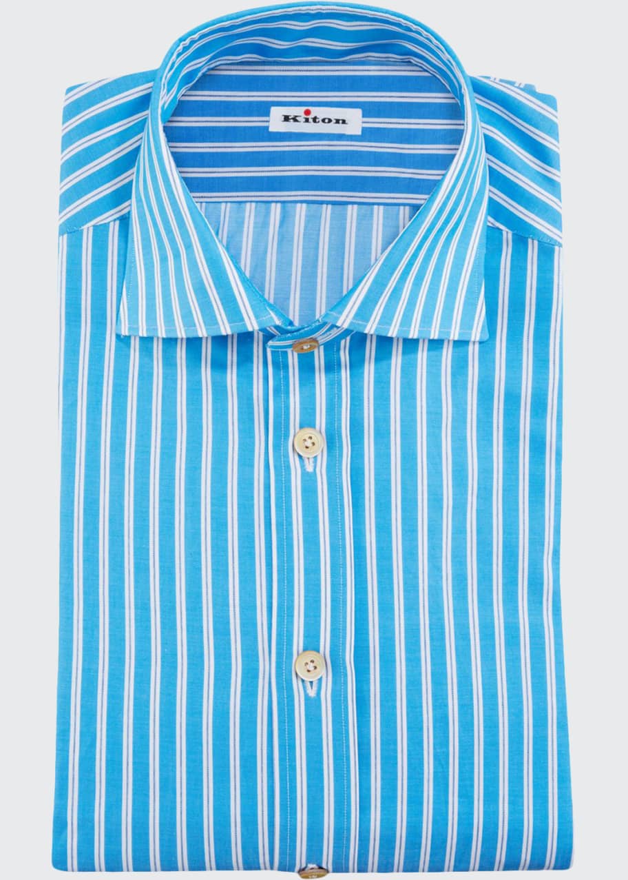 Kiton Men's Striped Cotton Dress Shirt - Bergdorf Goodman