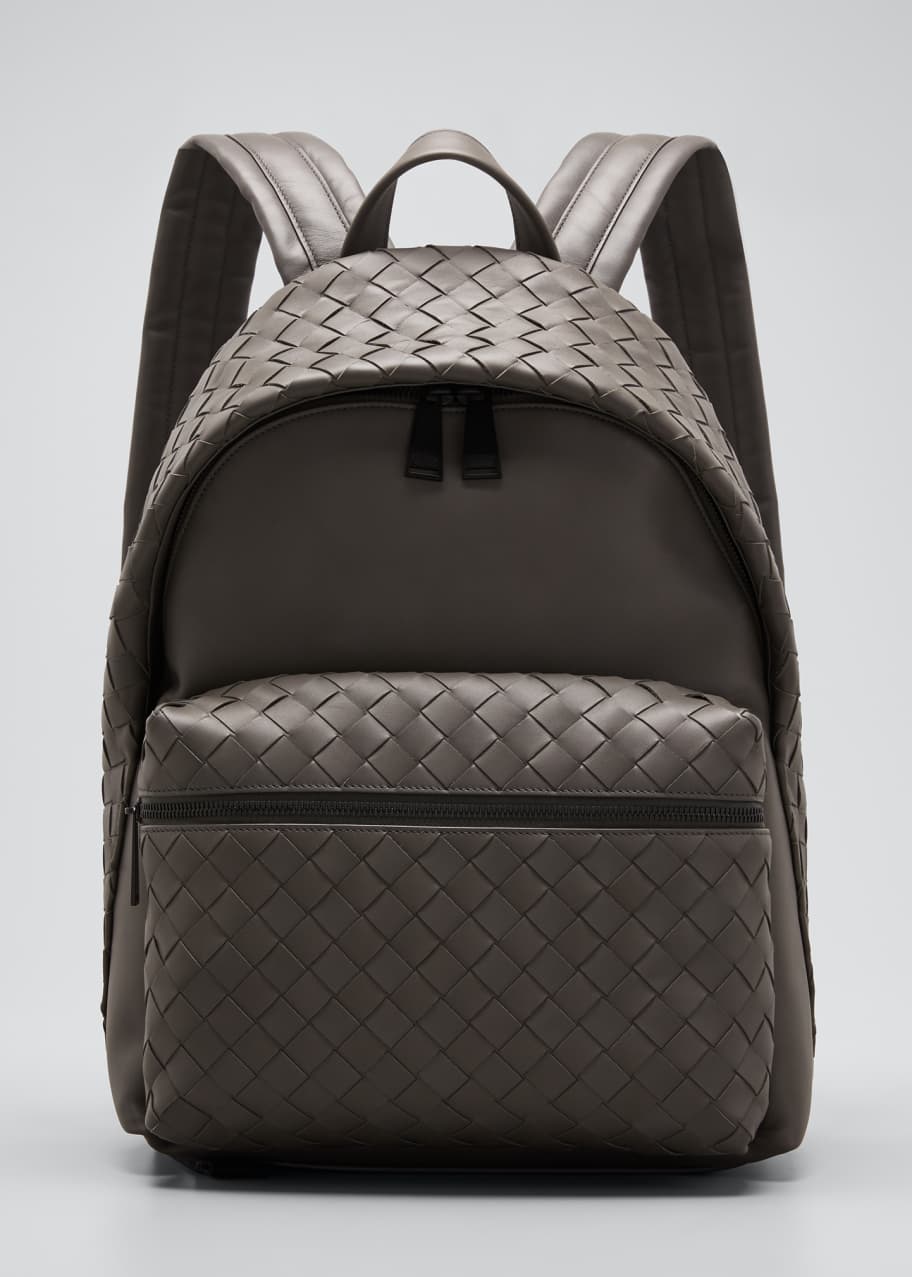 Image 1 of 1: Men's Borsa Medium Woven Leather Backpack