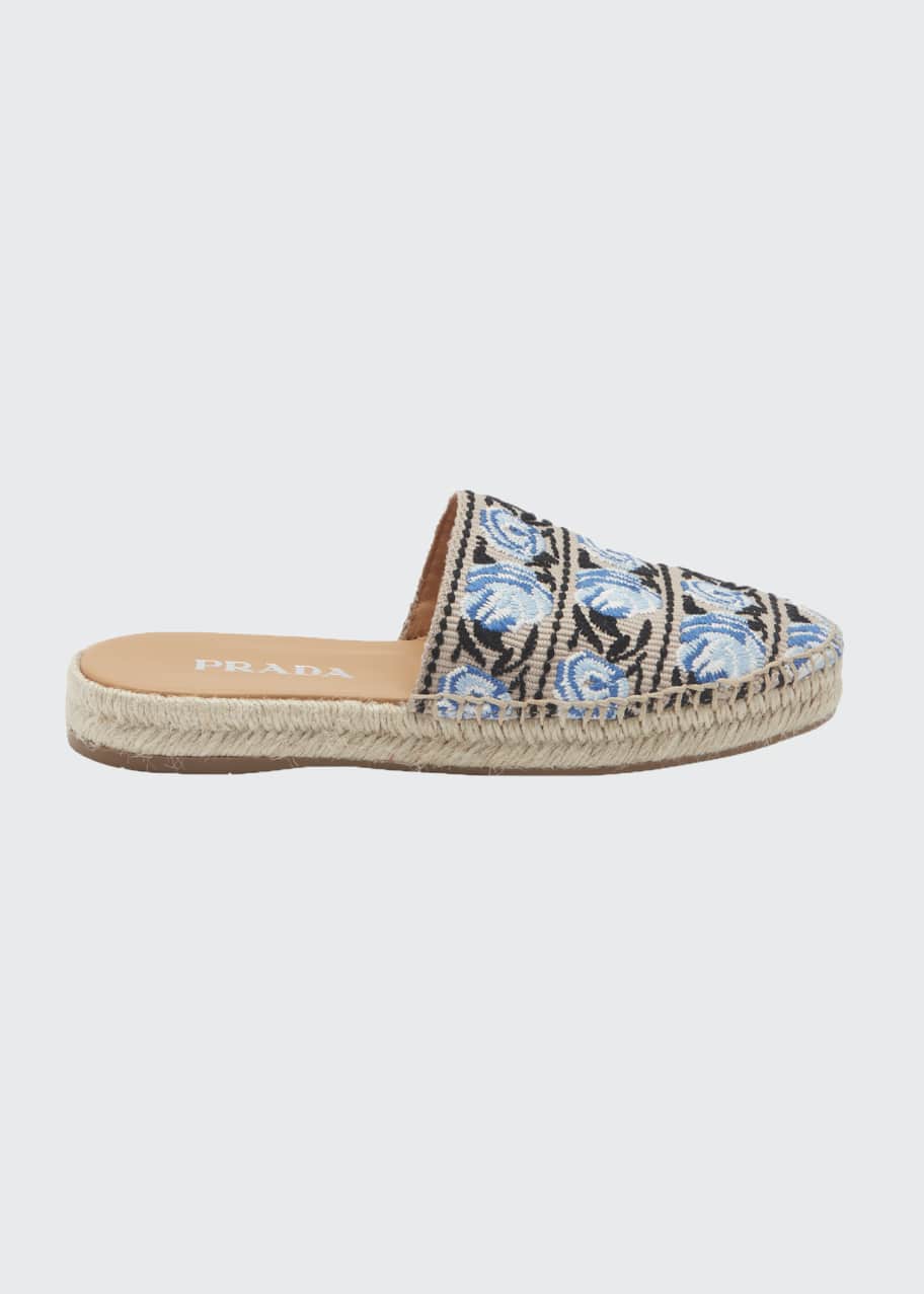 prada embroidered espadrille mule