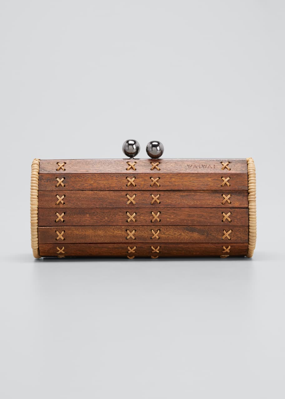 Image 1 of 1: Baoba Wood Cylinder Clutch Bag