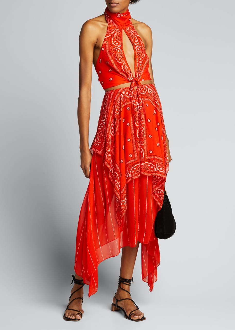 Dion Lee Bandana Print Halter Dress Bergdorf Goodman
