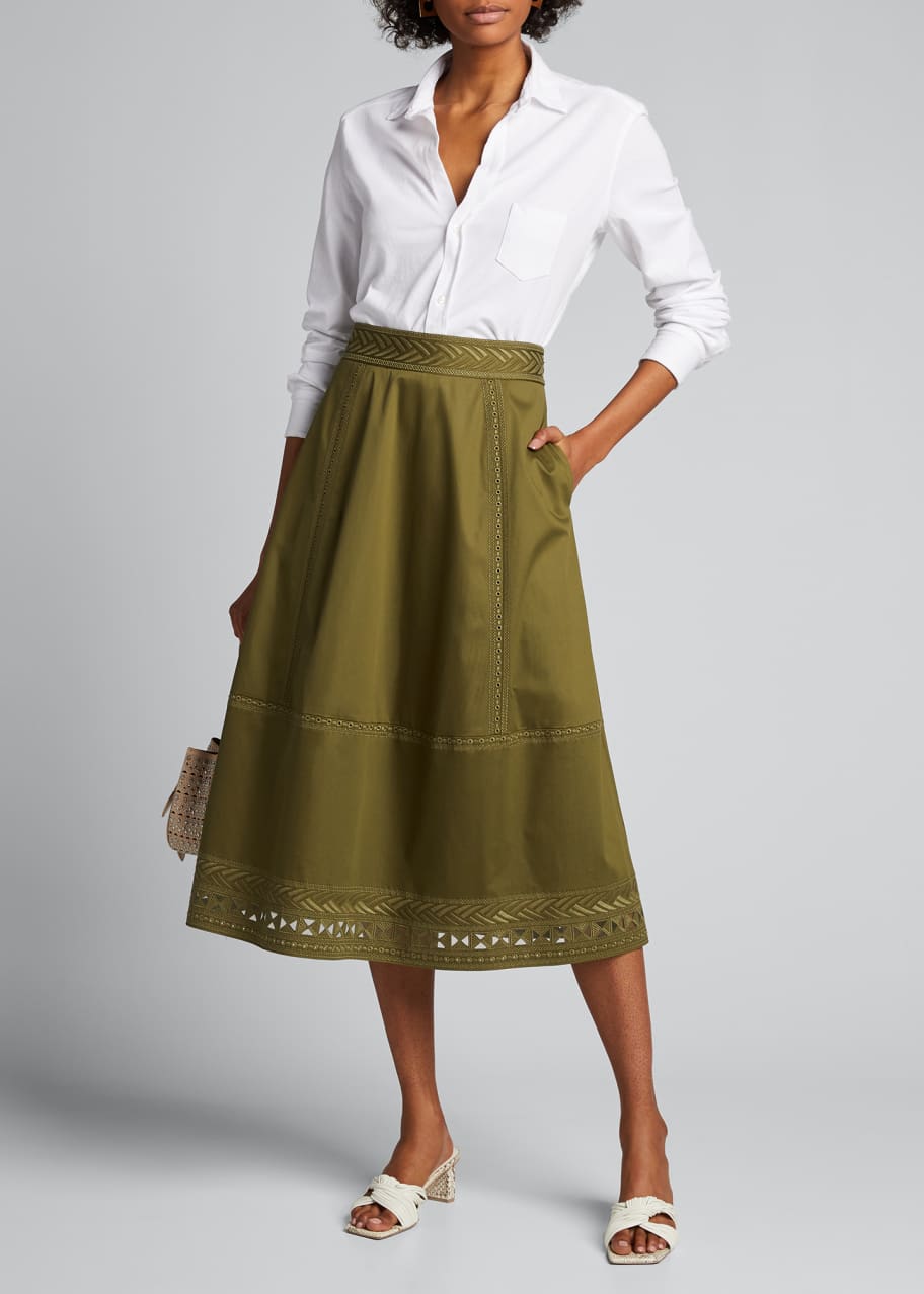 Elie Tahari Daisy Embroidered Midi Skirt Bergdorf Goodman