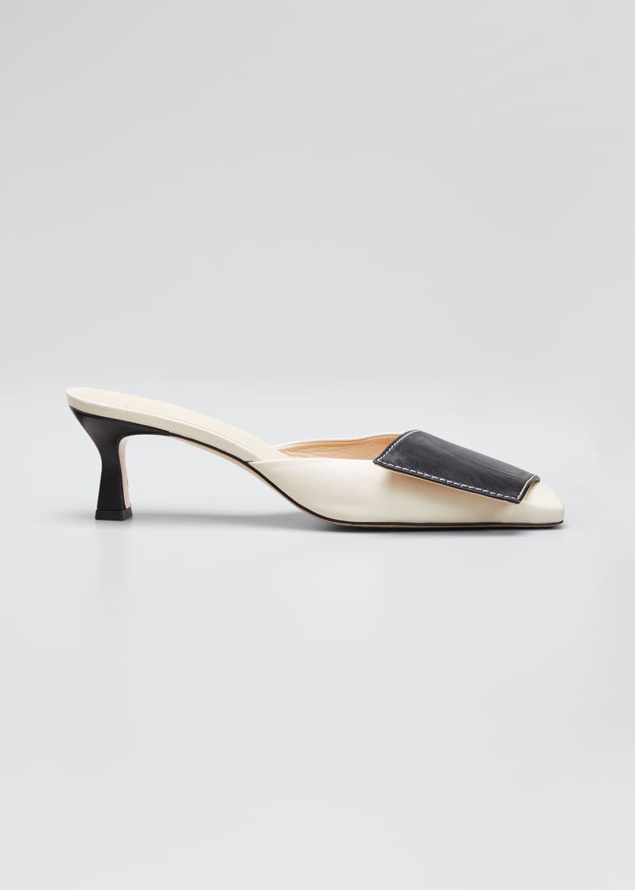 leather kitten heel mules