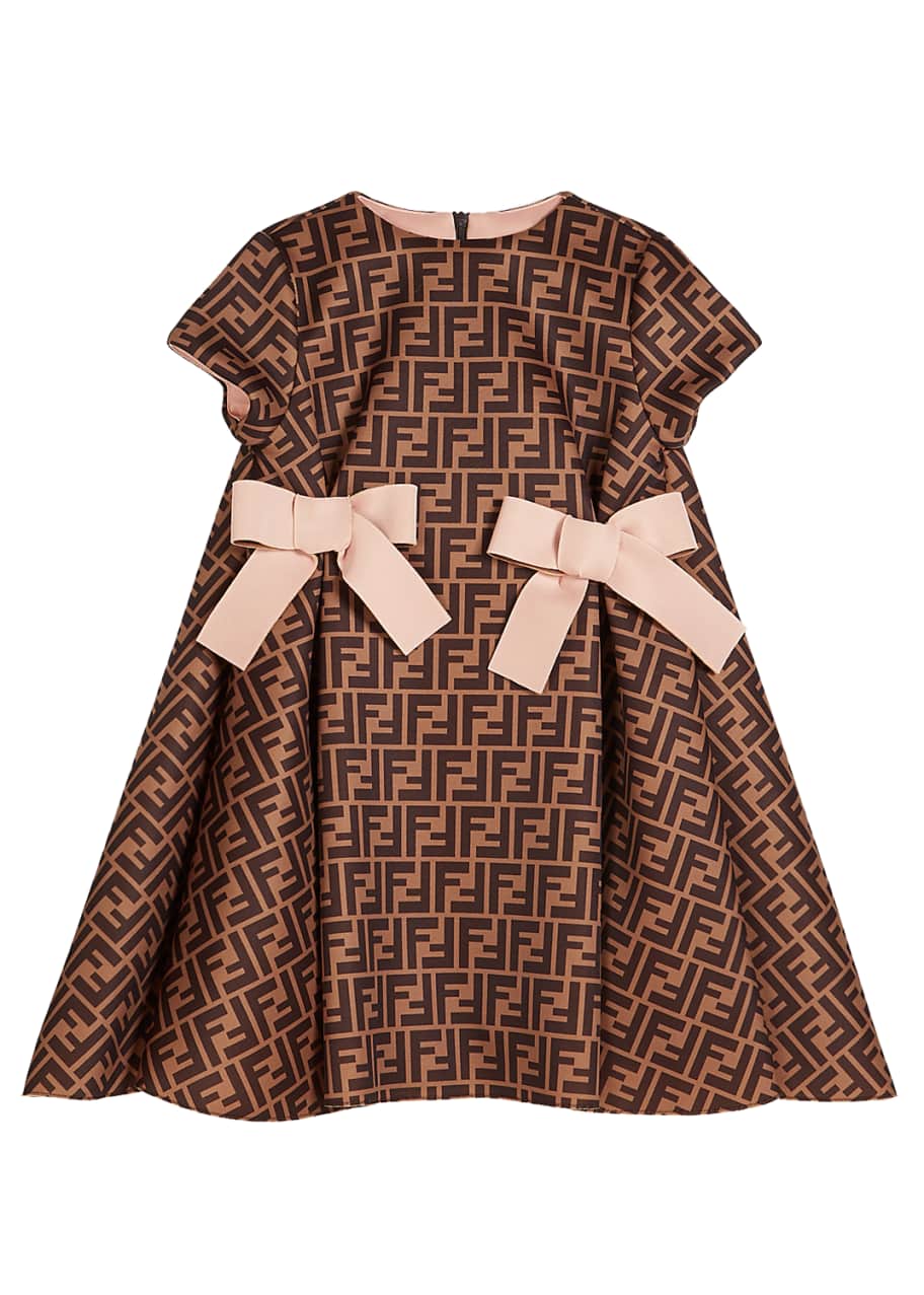 Fendi Girl's FF Neoprene Dress w/ Bows