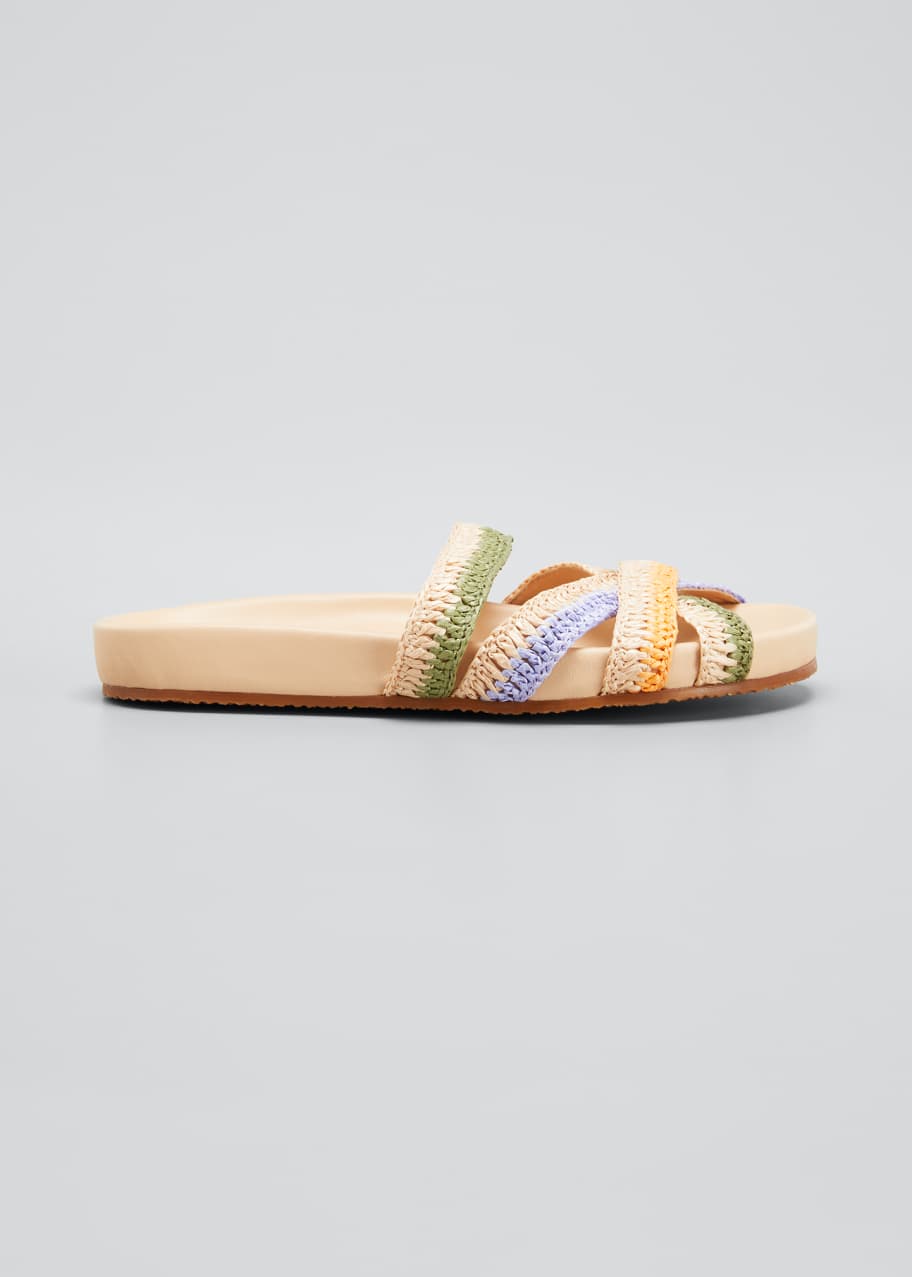 Ulla Johnson Makena Multicolored Strappy Flat Slide Sandals