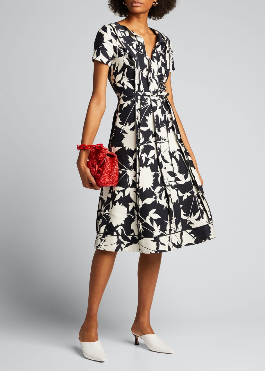 oscar de la renta floral embroidered dress