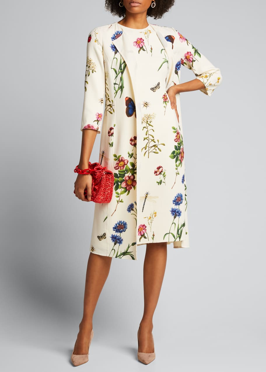 Oscar de la Renta Floral Print Midi Sheath Dress - Bergdorf Goodman