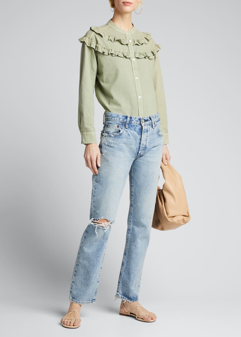Moussy Vintage Hesperia Distressed Straight Leg Jeans Bergdorf Goodman
