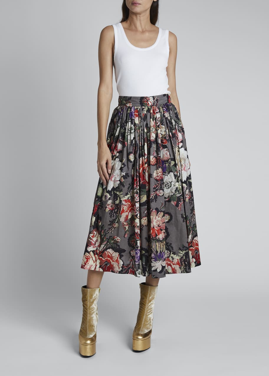 DRIES VAN NOTEN floral pleated skirt