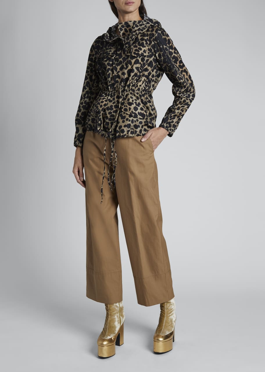 Image 1 of 1: Valera Leopard Nylon Short Tie-Waist Jacket