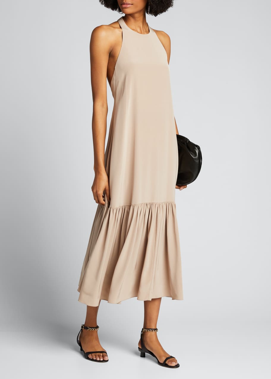 Tibi eco silk halter midi dress clearance