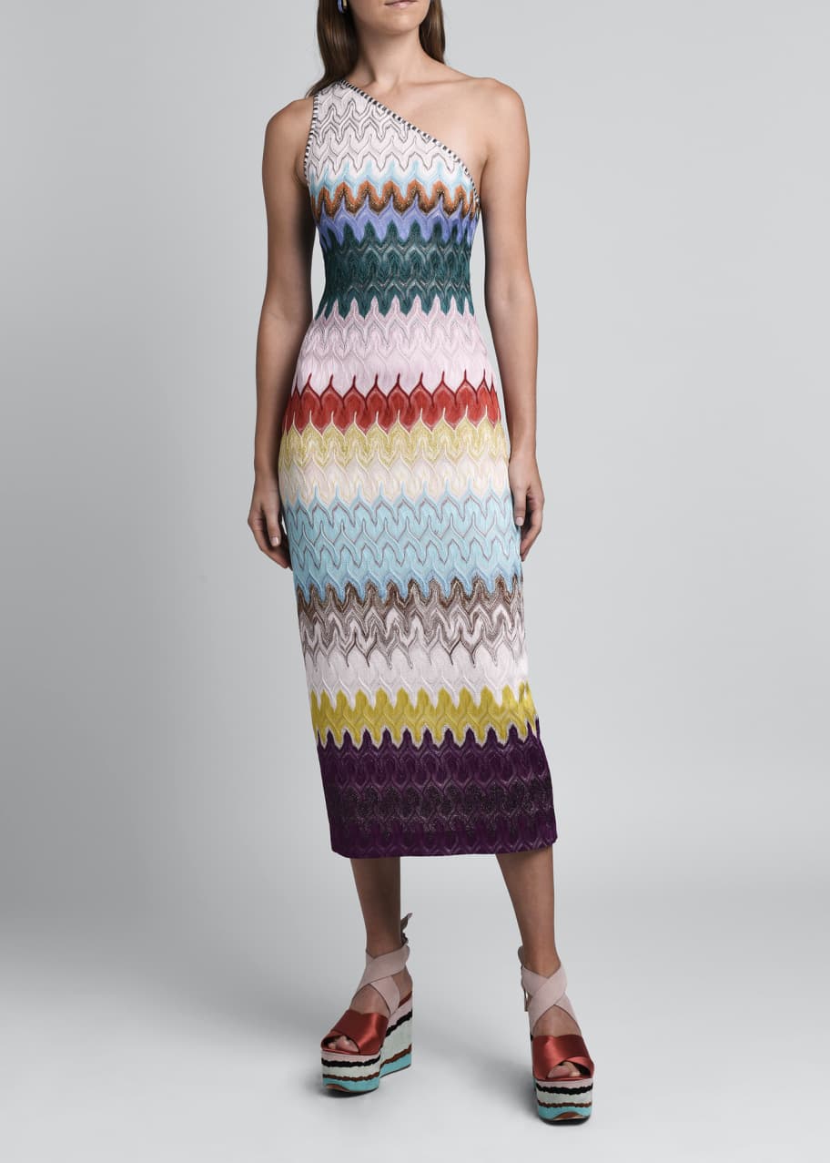 Missoni One Shoulder Flame Knit Bodycon Dress Bergdorf Goodman