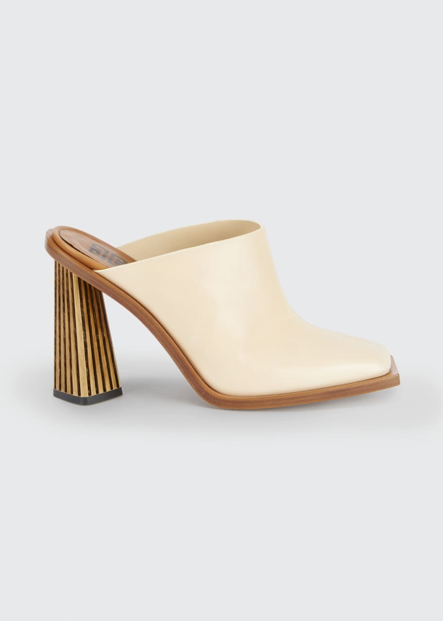 Image 1 of 1: Show Striped-Heel Leather Mules