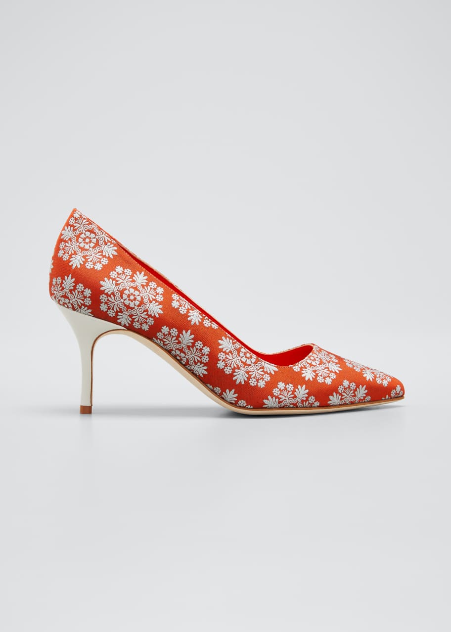 Image 1 of 1: BB Embroidered Silk Stiletto Pumps