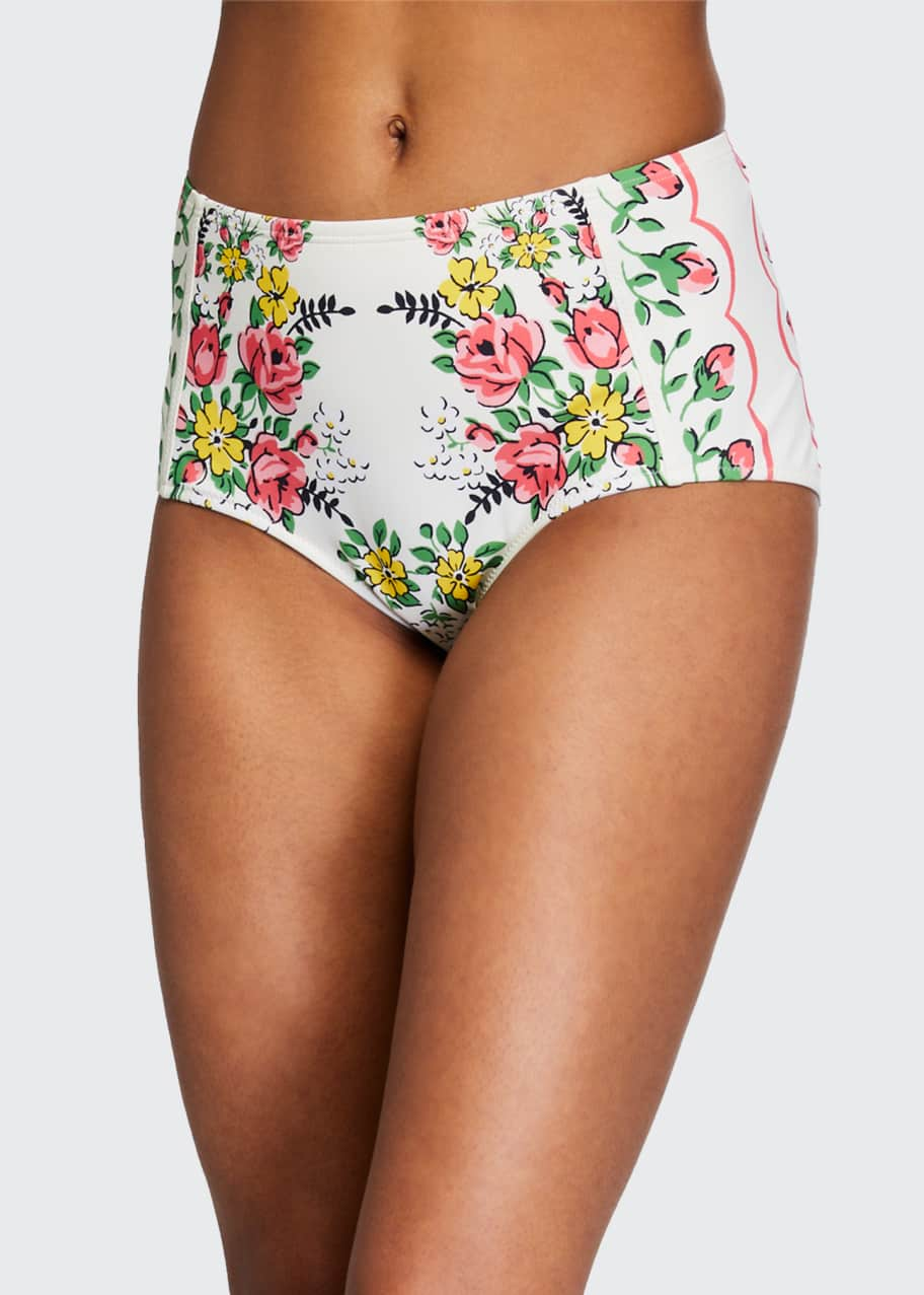 Image 1 of 1: Floral Printed High-Waist Bikini Swim Bottom