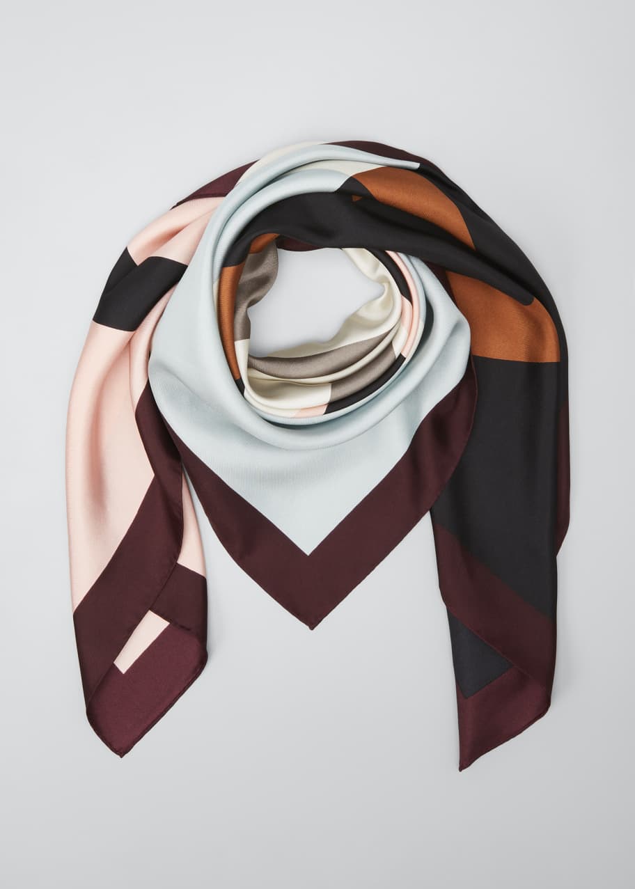 Tory Burch Colorblock Logo Silk Scarf - Bergdorf Goodman