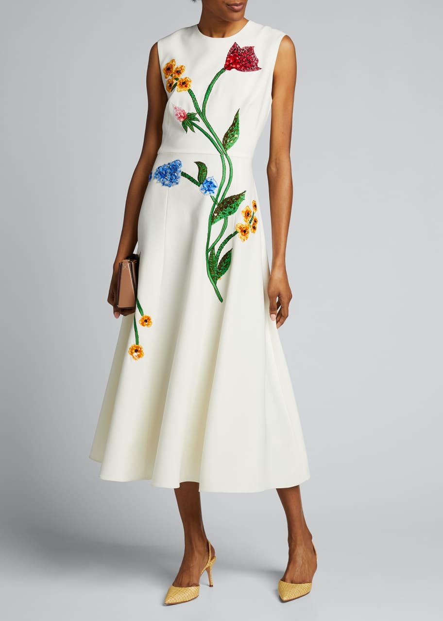 Lela rose floralembroidered dress  bergdorf goodman