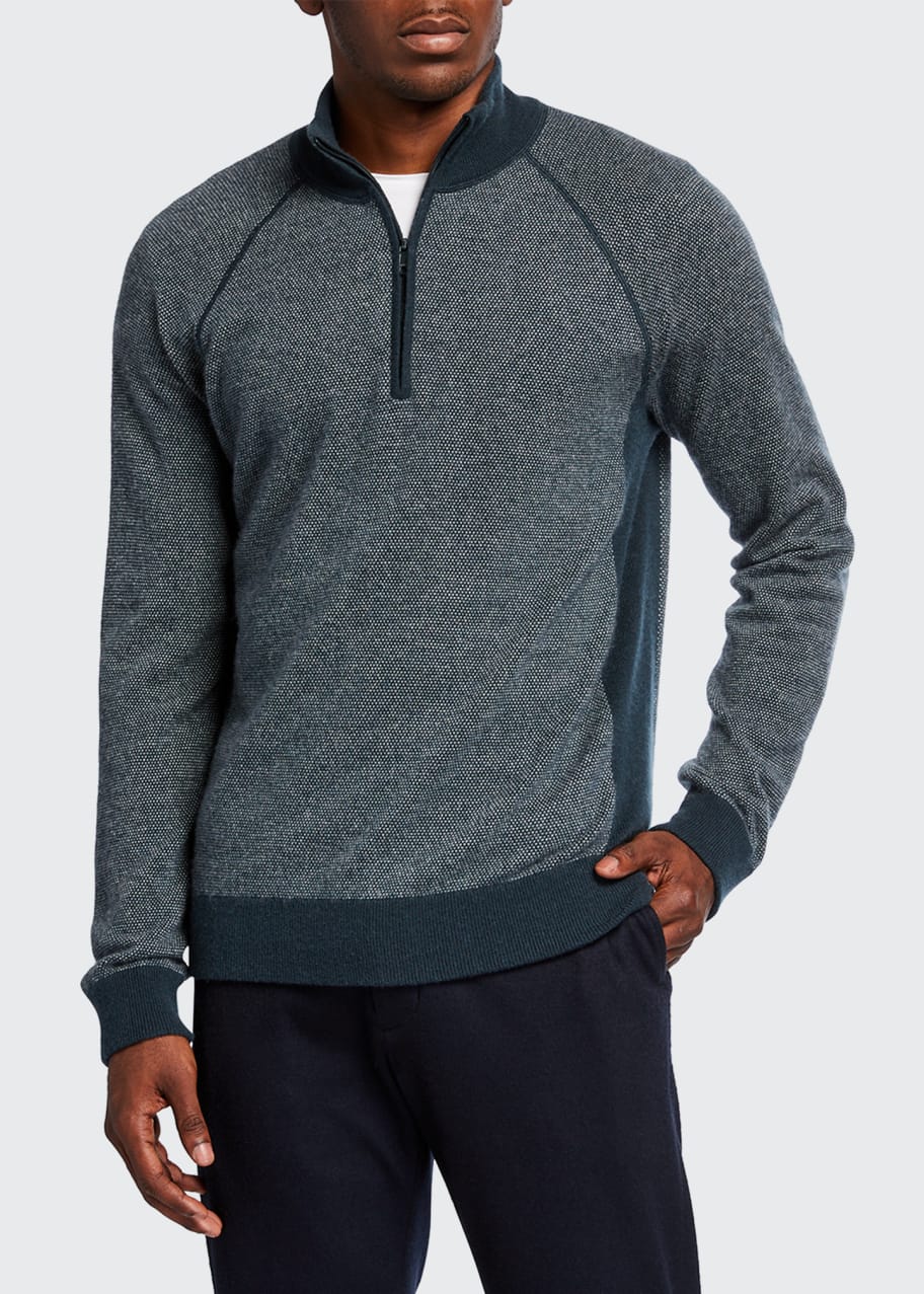 Vince Men's Birdseye QuarterZip Pullover Sweater Bergdorf Goodman