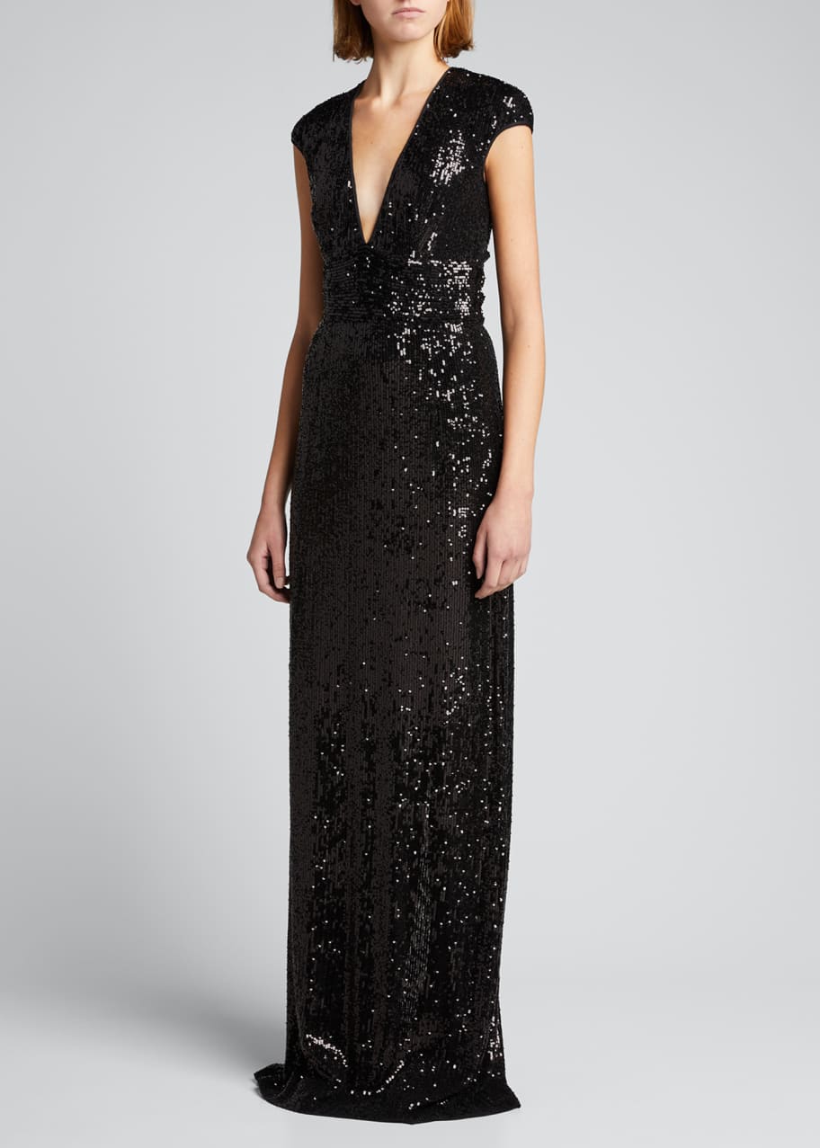sequin column gown