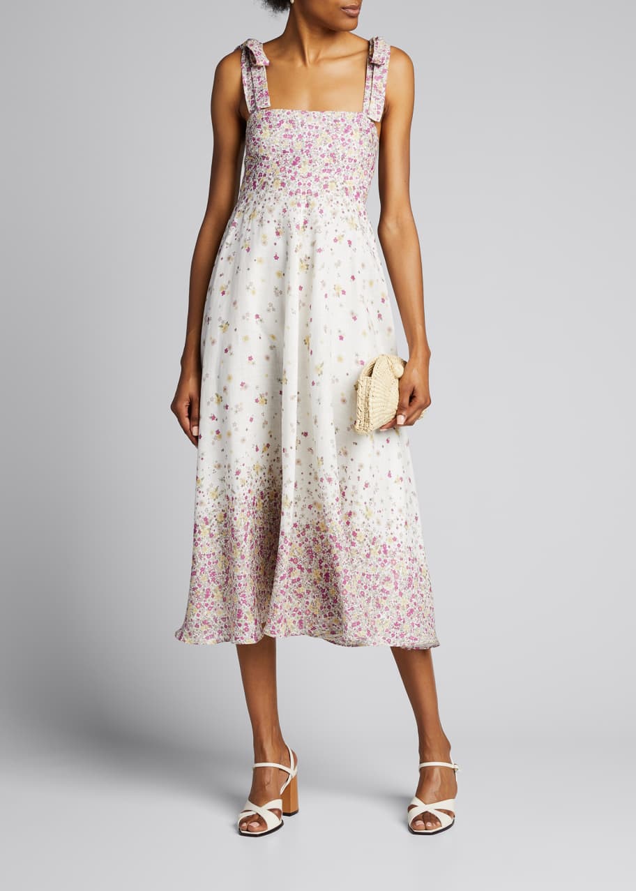 Zimmermann Carnaby Tie-Shoulder Midi Dress - Bergdorf Goodman