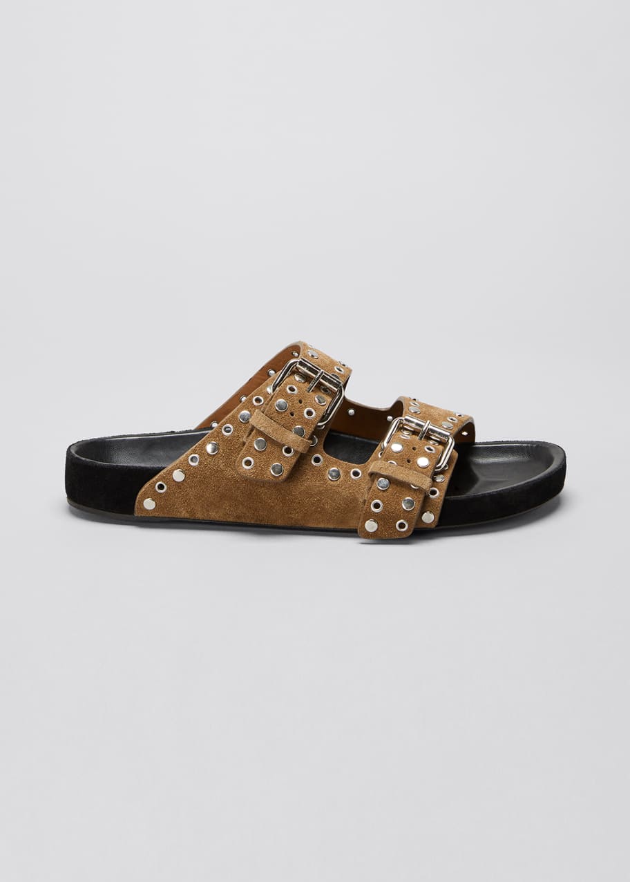 isabel marant lennyo grommet suede slides