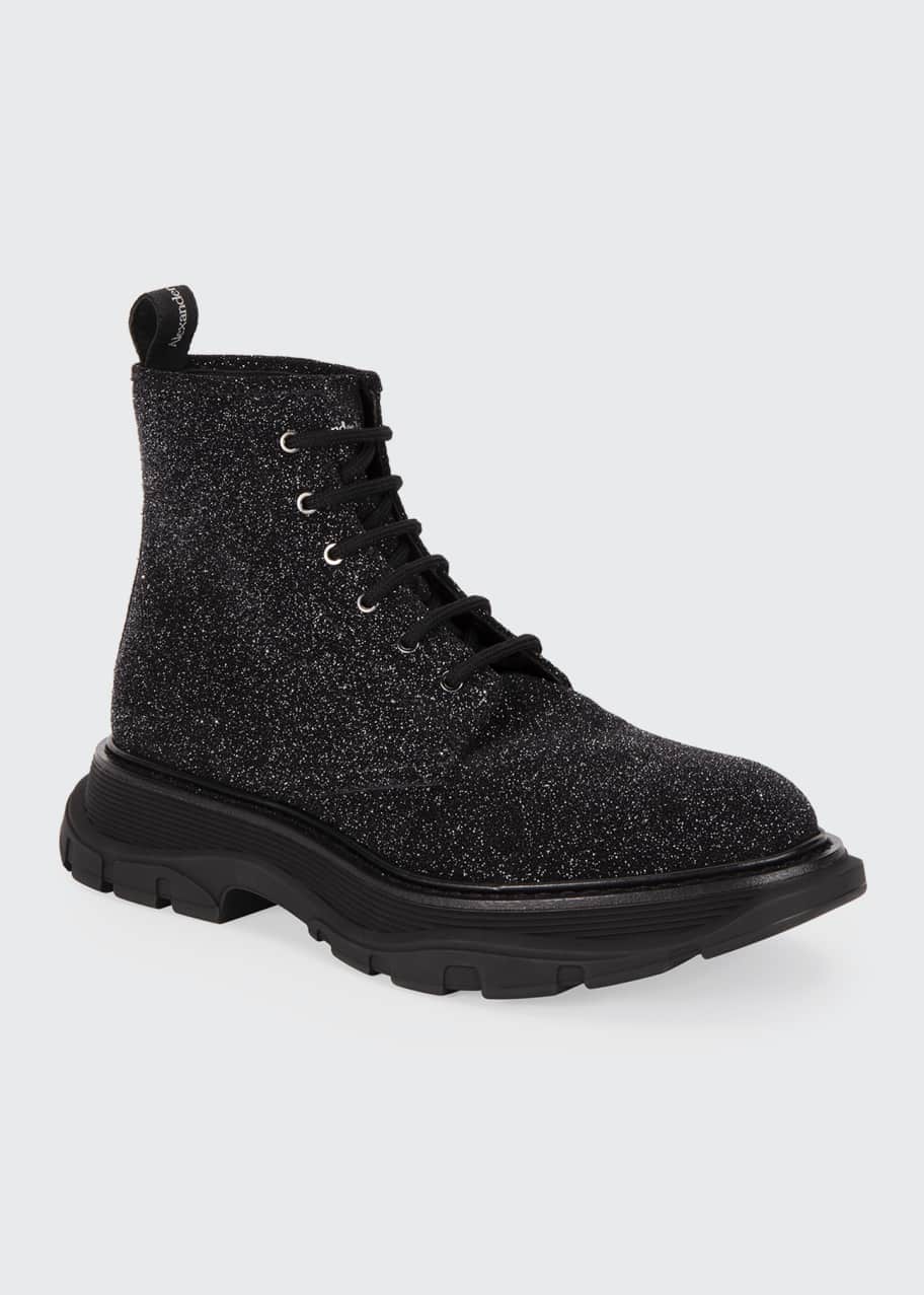 alexander mcqueen tread slick glitter high top boots