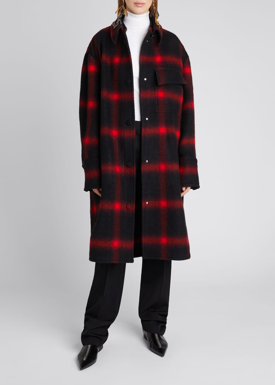 Plaid Wool Blend Coat