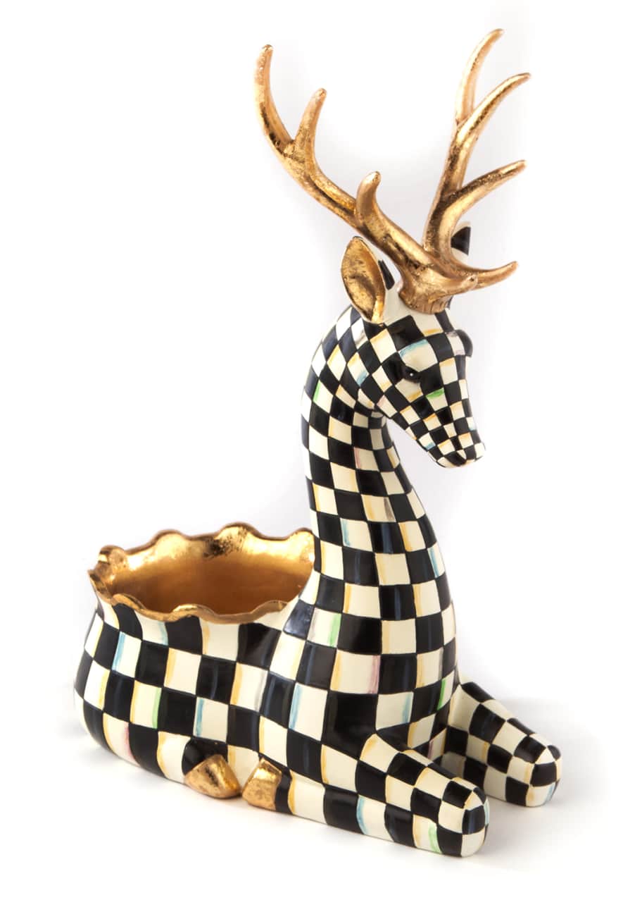 MacKenzieChilds Courtly Check Deer Cachepot Bergdorf Goodman