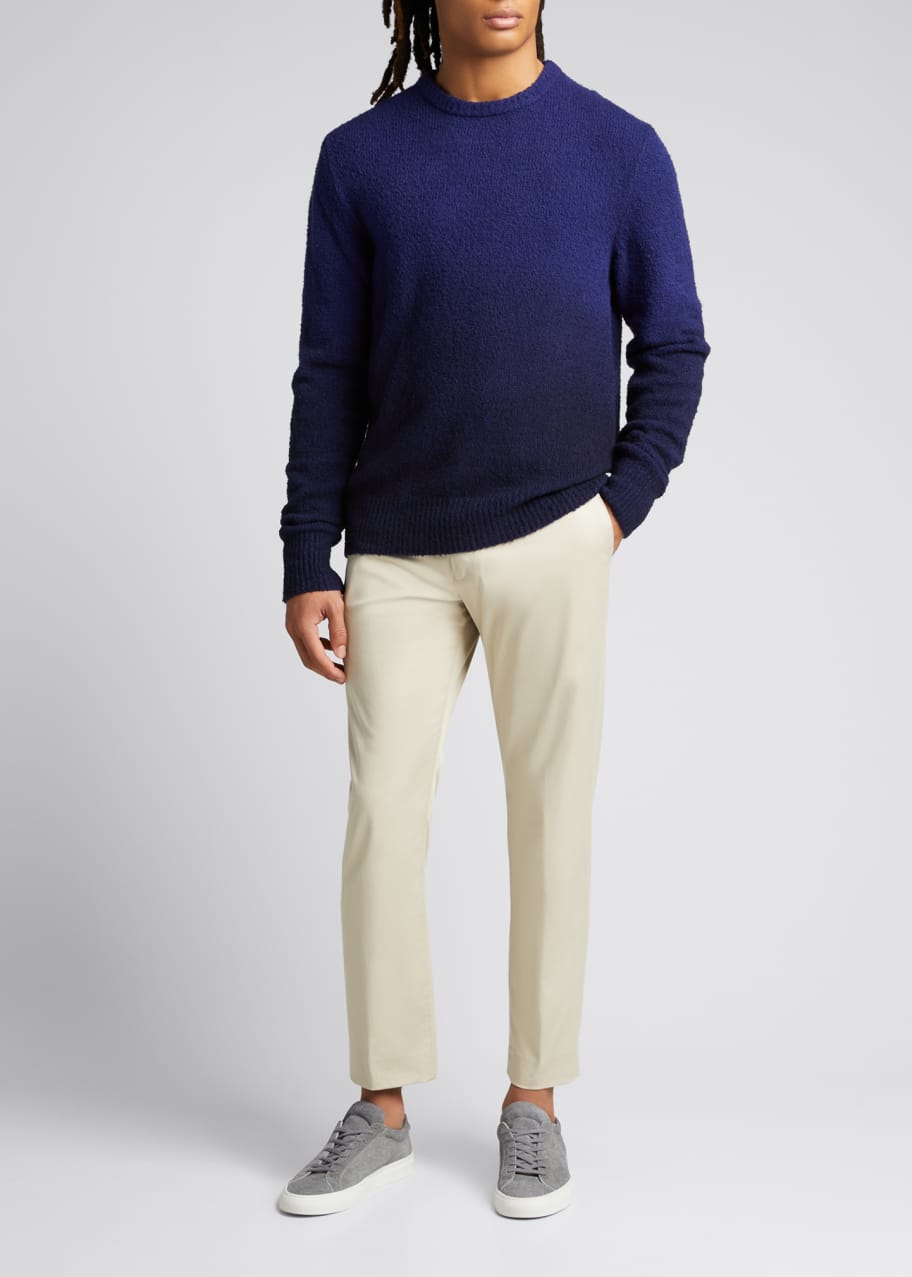Image 1 of 1: Men's Blue Wool Cotton Dip Dye Crewneck Sweater