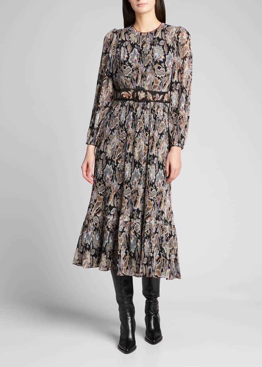 zimmermann pleated long sleeve midi