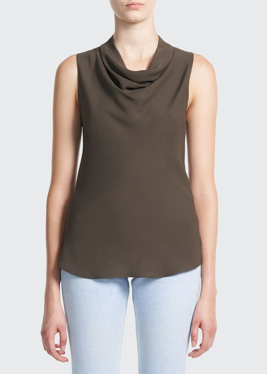 Theory CowlNeck Sleeveless Silk Top Bergdorf Goodman