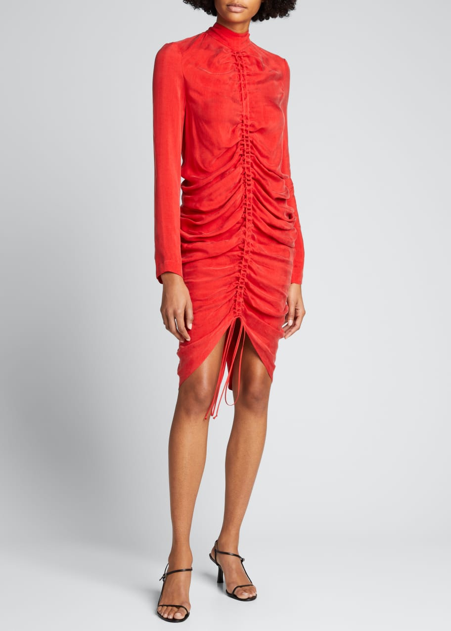 Materiel Ruched Crepe Long-Sleeve Cocktail Dress - Bergdorf Goodman