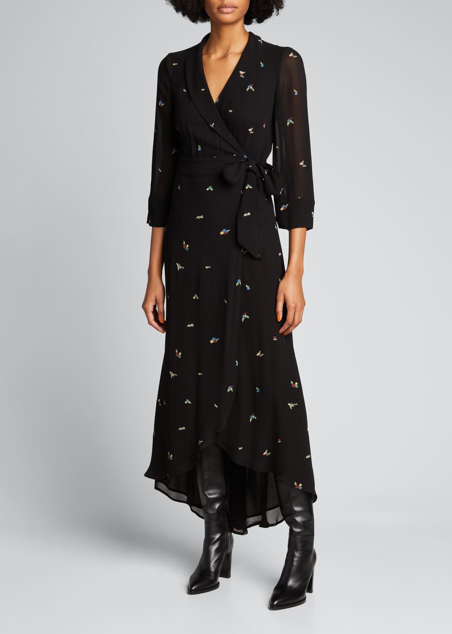 ganni printed georgette dress