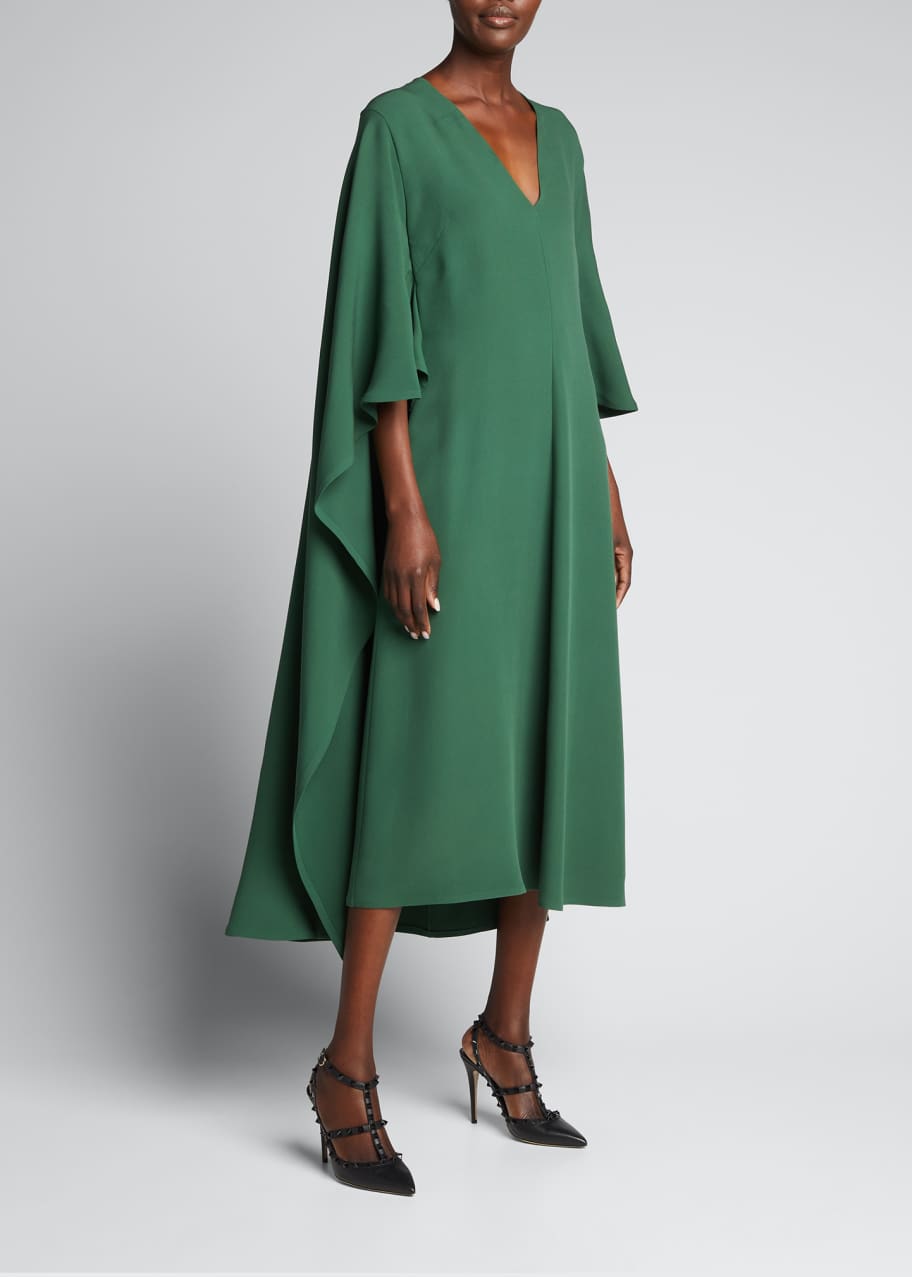 Valentino Garavani Cady Couture Midi Cape Dress Bergdorf Goodman