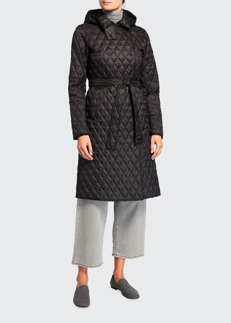 quilted trench jacket with detachable hood