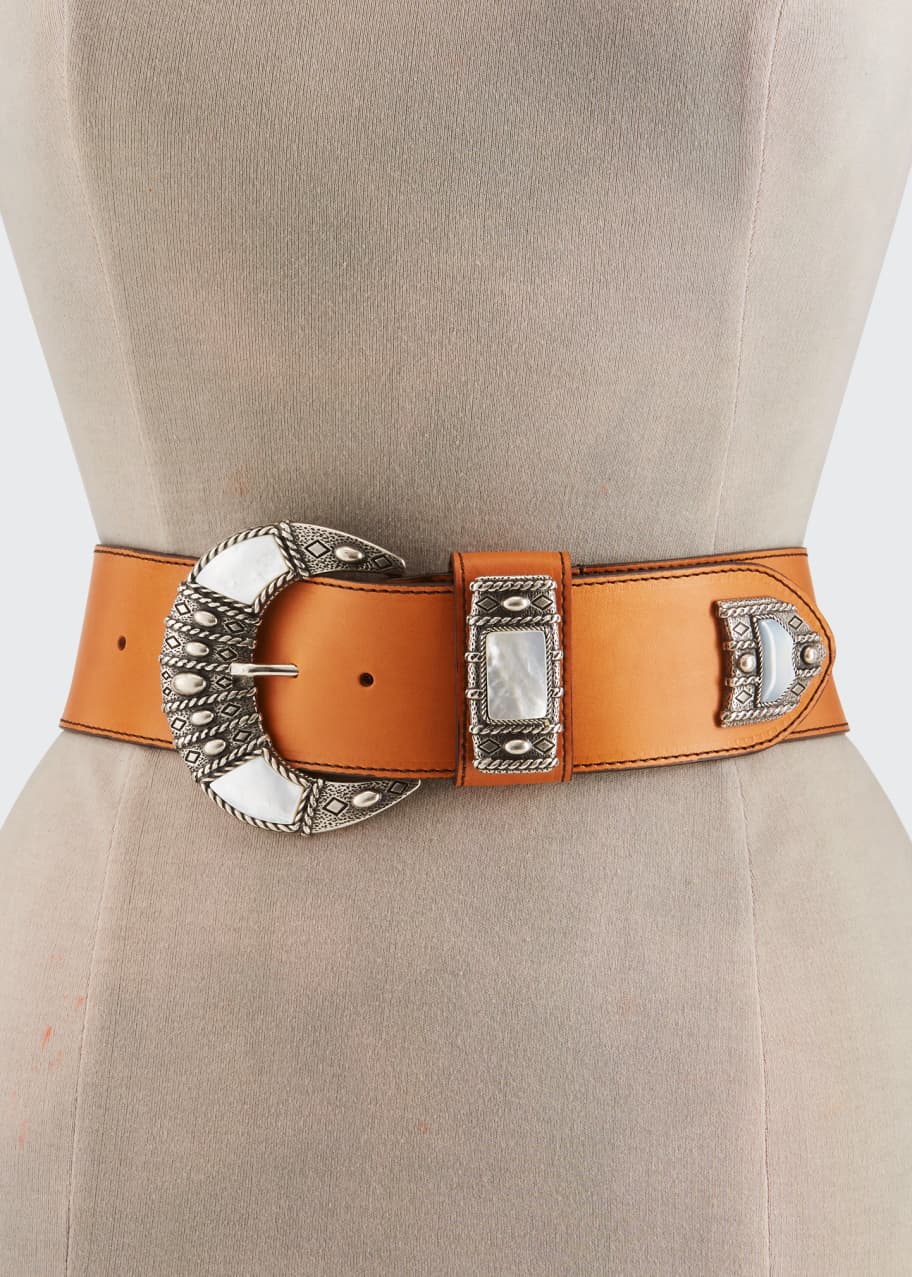 Etro Cintura Donna Asta Vitello Leather Western Belt - Bergdorf Goodman