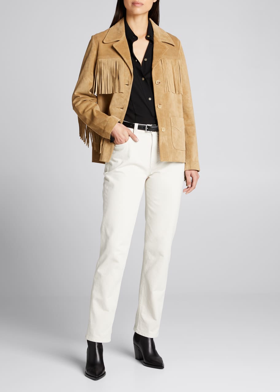 Nili lotan deals suede fringe jacket