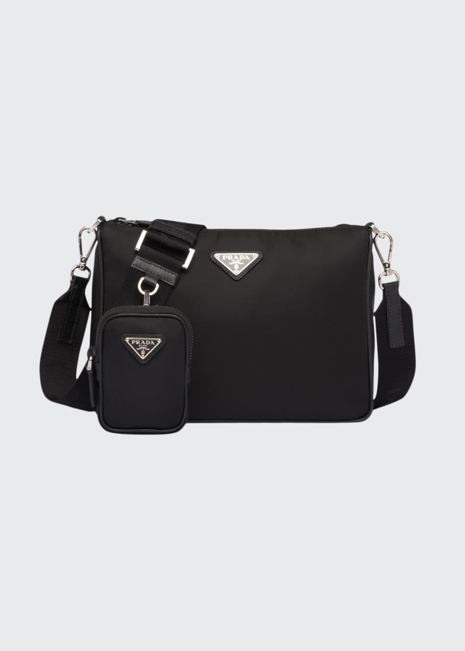 Prada Men's Nylon Crossbody Bag with Strap Pouch - Bergdorf Goodman