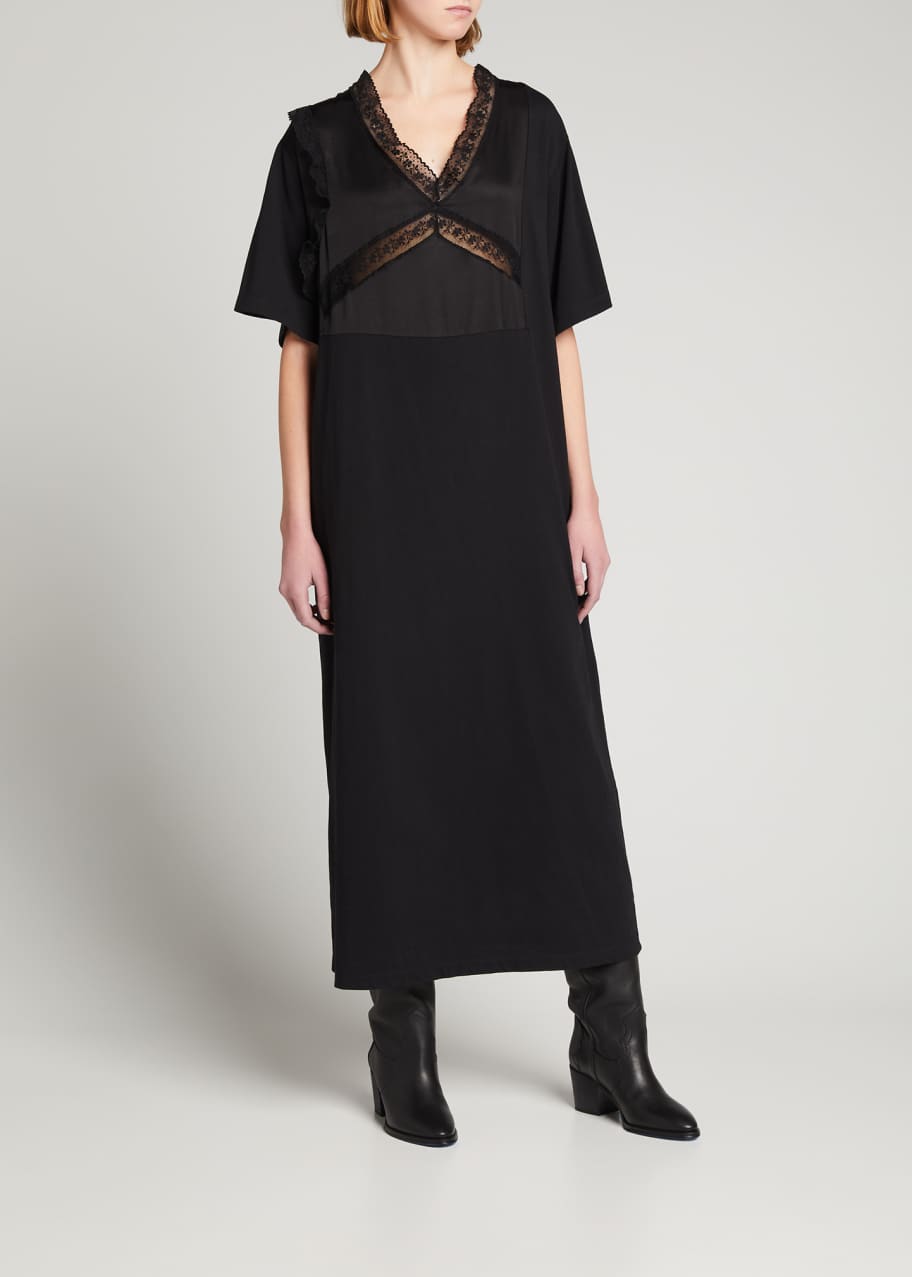 MM6 Maison Margiela Combo Short-Sleeve Dress with Lace - Bergdorf Goodman