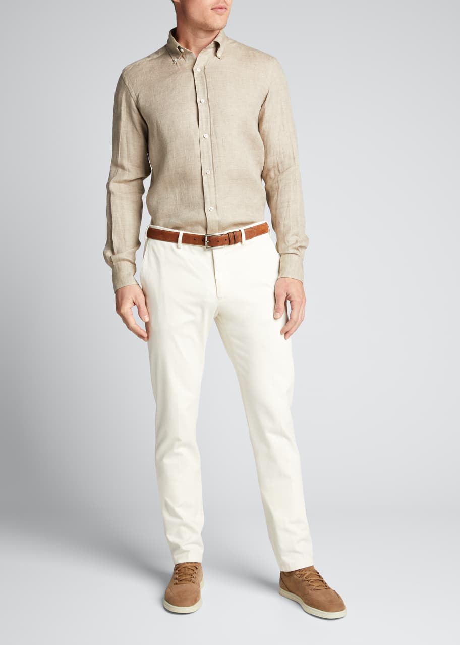 Camiceria Landini Men's Herringbone Linen Sport Shirt - Bergdorf Goodman