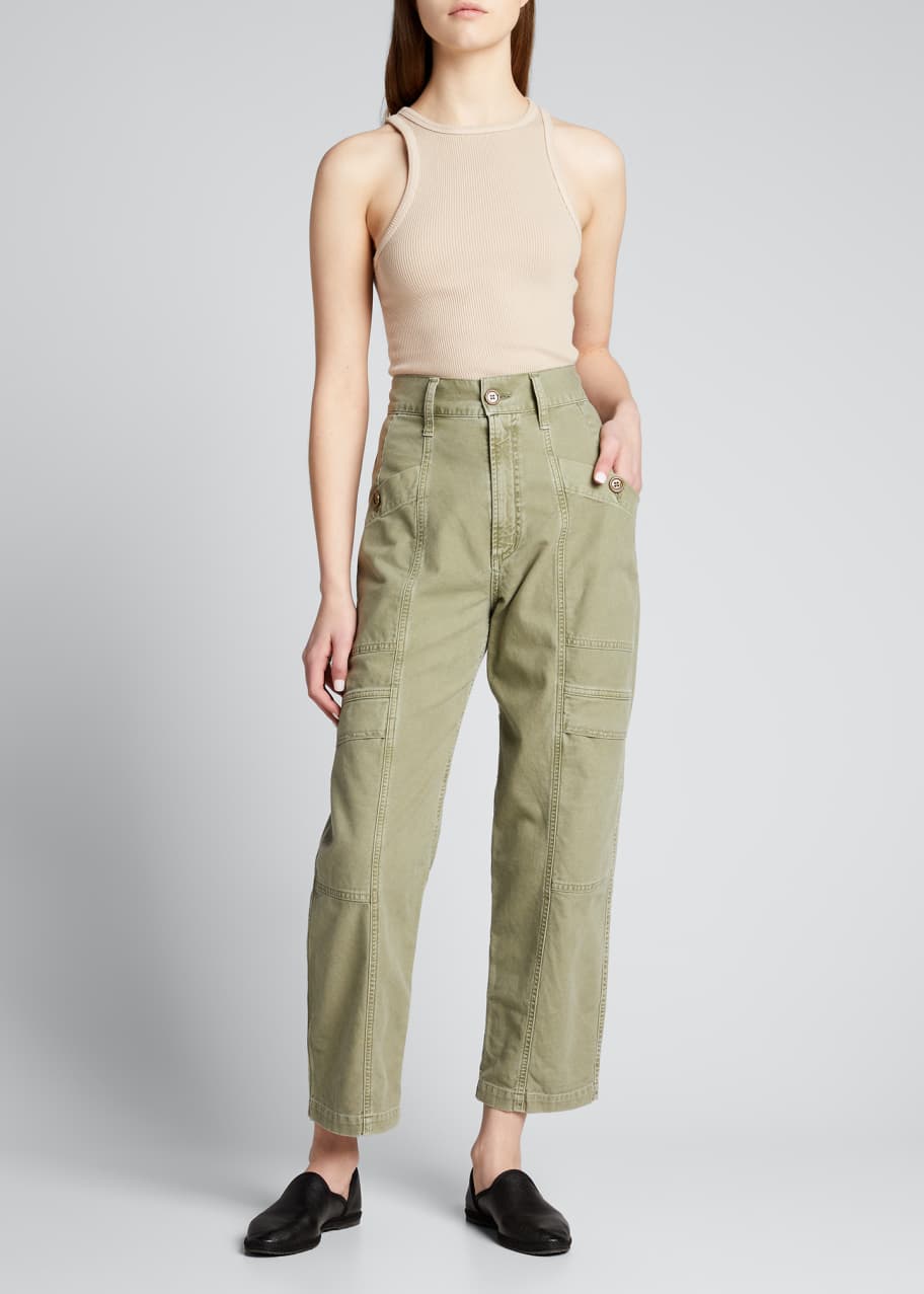 high rise cargo pants